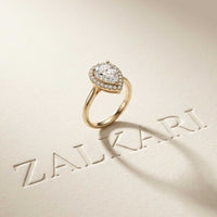 0.71 Ct Pear & Round Moissanite Halo Ring