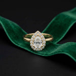 0.71 Ct Pear & Round Moissanite Halo Ring