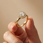 0.71 Ct Pear & Round Moissanite Halo Ring