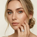 0.71 Ct Pear & Round Moissanite Halo Ring