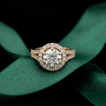 1.29 Ct Round Cut Moissanite Split Shank Halo Ring