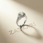 1.29 Ct Round Cut Moissanite Split Shank Halo Ring