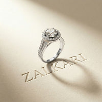 1.29 Ct Round Cut Moissanite Split Shank Halo Ring