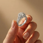 1.29 Ct Round Cut Moissanite Split Shank Halo Ring