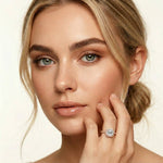 1.39 Ct Asscher Cut Moissanite Halo Ring with Accent Stones