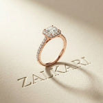 1.39 Ct Asscher Cut Moissanite Halo Ring with Accent Stones