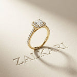 1.39 Ct Asscher Cut Moissanite Halo Ring with Accent Stones
