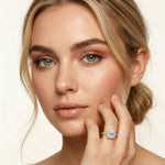 1.39 Ct Asscher Cut Moissanite Halo Ring with Accent Stones