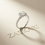 1.39 Ct Asscher Cut Moissanite Halo Ring with Accent Stones