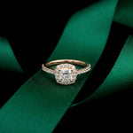 1.39 Ct Cushion Cut Moissanite Halo Ring with Accent Stones