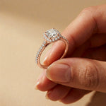 1.39 Ct Cushion Cut Moissanite Halo Ring with Accent Stones