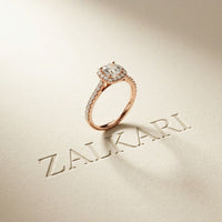 1.39 Ct Cushion Cut Moissanite Halo Ring with Accent Stones