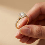1.39 Ct Cushion Cut Moissanite Halo Ring with Accent Stones