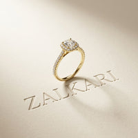 1.39 Ct Cushion Cut Moissanite Halo Ring with Accent Stones