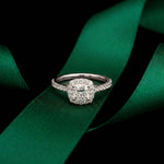 1.39 Ct Cushion Cut Moissanite Halo Ring with Accent Stones