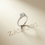 1.39 Ct Cushion Cut Moissanite Halo Ring with Accent Stones