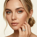 1.39 Ct Cushion Cut Moissanite Halo Ring with Accent Stones