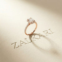 1.43 Ct Emerald & Round Moissanite Halo Ring For Women