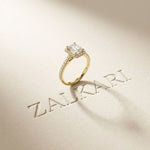 1.43 Ct Emerald & Round Moissanite Halo Ring For Women