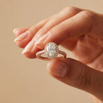 2.48 Ct Oval Cut Hidden Halo Cathedral Shank Moissanite Ring