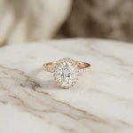 2.48 Ct Oval Cut Hidden Halo Cathedral Shank Moissanite Ring