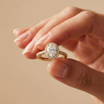2.48 Ct Oval Cut Hidden Halo Cathedral Shank Moissanite Ring
