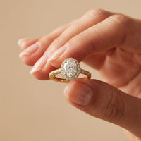 2.48 Ct Oval Cut Hidden Halo Cathedral Shank Moissanite Ring