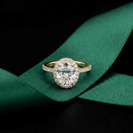 2.48 Ct Oval Cut Hidden Halo Cathedral Shank Moissanite Ring