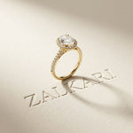 2.48 Ct Oval Cut Hidden Halo Cathedral Shank Moissanite Ring