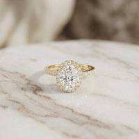 2.48 Ct Oval Cut Hidden Halo Cathedral Shank Moissanite Ring