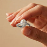 2.48 Ct Oval Cut Hidden Halo Cathedral Shank Moissanite Ring