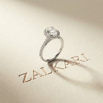 2.48 Ct Oval Cut Hidden Halo Cathedral Shank Moissanite Ring