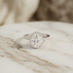 2.48 Ct Oval Cut Hidden Halo Cathedral Shank Moissanite Ring