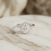 2.48 Ct Oval Cut Hidden Halo Cathedral Shank Moissanite Ring