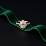 2.48 Ct Pear Cut Hidden Halo Cathedral Pavé Moissanite Ring