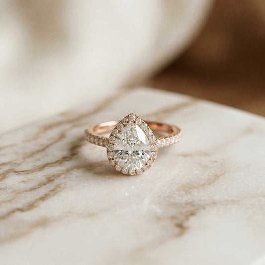 2.48 Ct Pear Cut Hidden Halo Cathedral Pavé Moissanite Ring