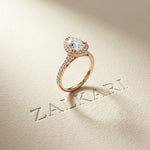 2.48 Ct Pear Cut Hidden Halo Cathedral Pavé Moissanite Ring