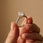 2.48 Ct Pear Cut Hidden Halo Cathedral Pavé Moissanite Ring