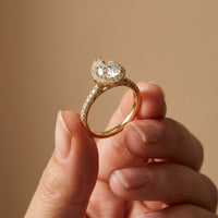 2.48 Ct Pear Cut Hidden Halo Cathedral Pavé Moissanite Ring