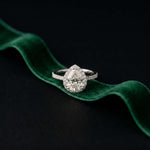 2.48 Ct Pear Cut Hidden Halo Cathedral Pavé Moissanite Ring