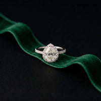 2.48 Ct Pear Cut Hidden Halo Cathedral Pavé Moissanite Ring