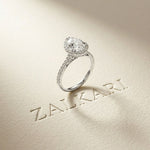 2.48 Ct Pear Cut Hidden Halo Cathedral Pavé Moissanite Ring