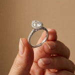 2.48 Ct Pear Cut Hidden Halo Cathedral Pavé Moissanite Ring