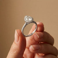 2.48 Ct Pear Cut Hidden Halo Cathedral Pavé Moissanite Ring