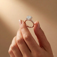 2.50 Ct Princess Cut Architectural Hidden Halo Moissanite Ring