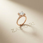 2.50 Ct Princess Cut Architectural Hidden Halo Moissanite Ring