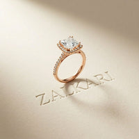 2.50 Ct Princess Cut Architectural Hidden Halo Moissanite Ring