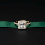 2.50 Ct Princess Cut Architectural Hidden Halo Moissanite Ring