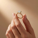 2.50 Ct Princess Cut Architectural Hidden Halo Moissanite Ring