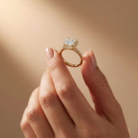 2.50 Ct Princess Cut Architectural Hidden Halo Moissanite Ring